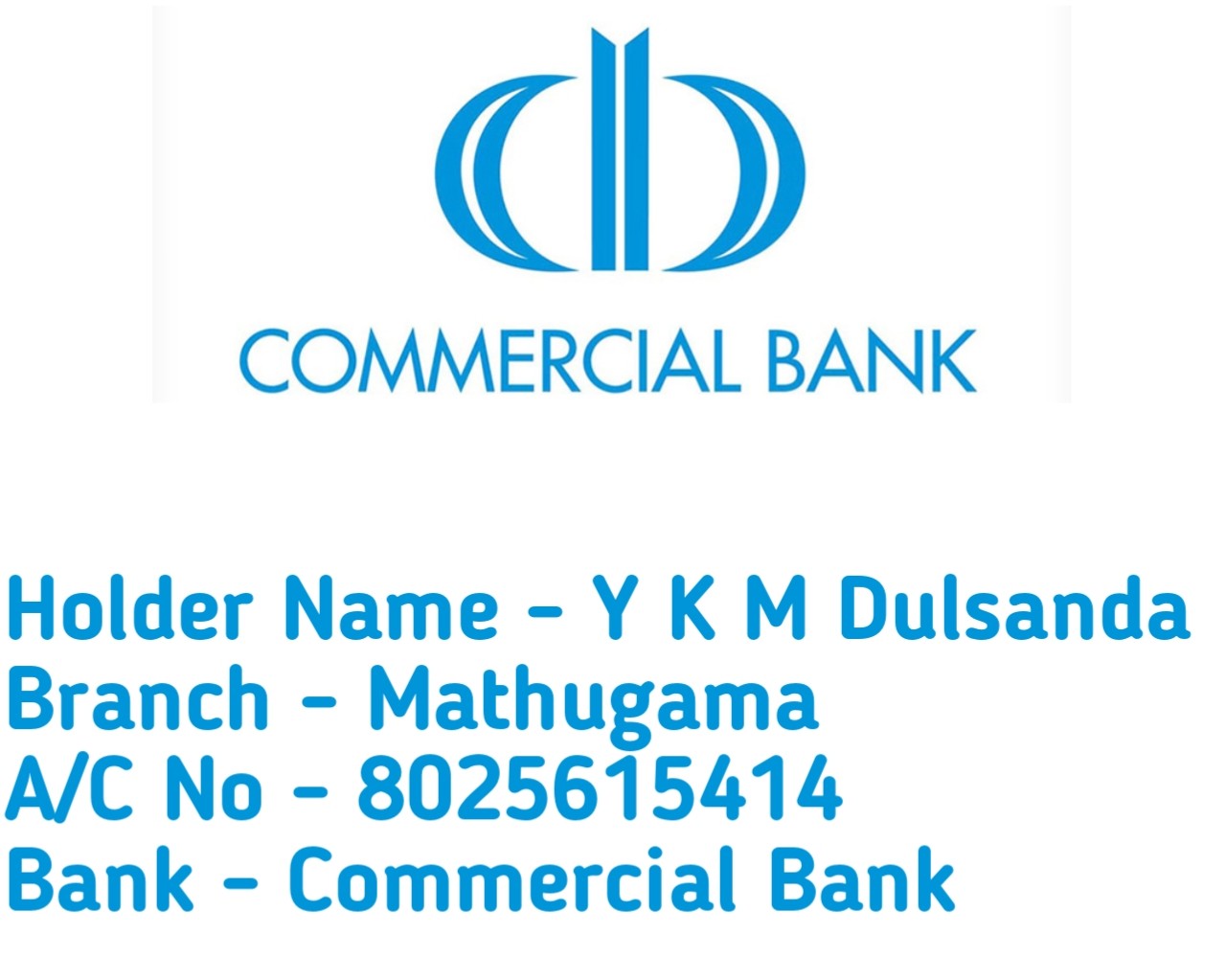 Commercial Bank account details